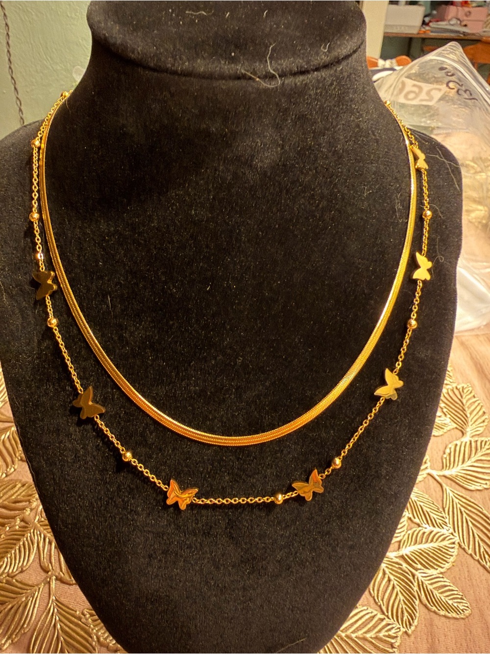Gold Butterfly Layered Necklace - Women Jewelry